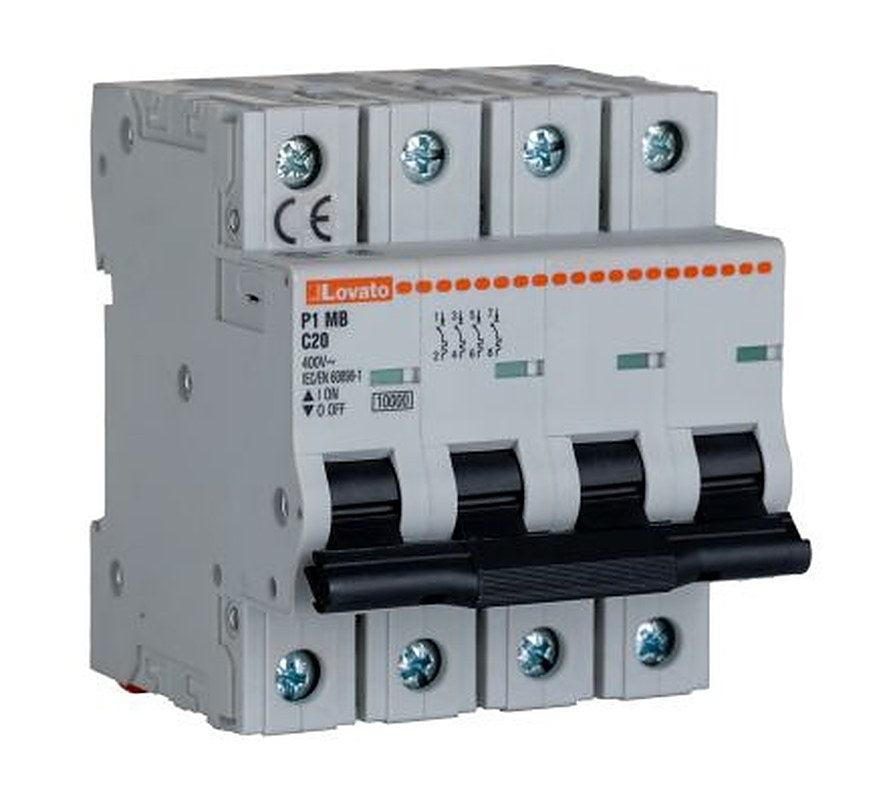Lovato Modulo Modulo Miniature Circuit Breaker, 4-Pole, 20A, Type C, 400V ac AC, 10 kA Breaking Capacity