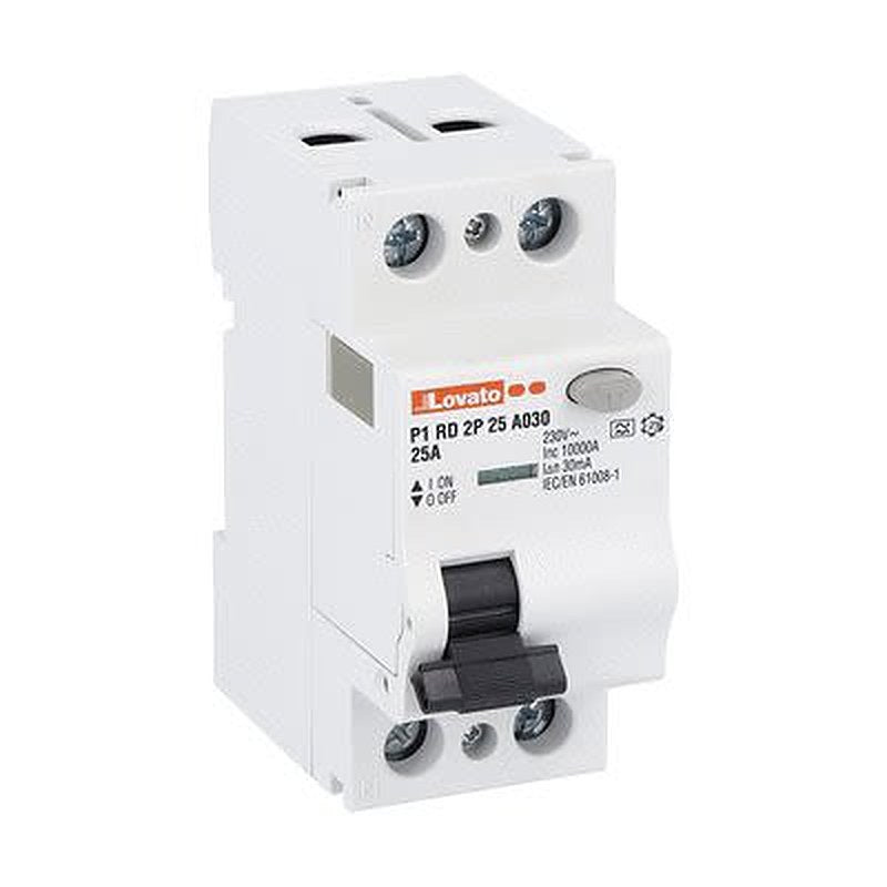 Lovato P1RD Series Molded Case Circuit Breaker, 25A, 2-Pole, 30 mA, Type A 230V ac