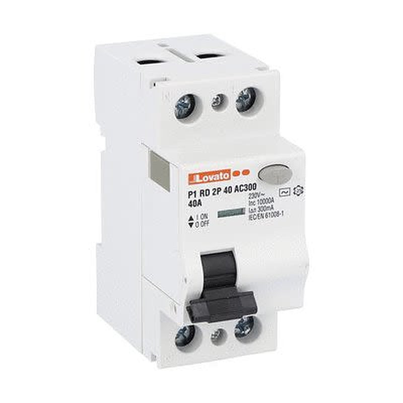 Lovato P1RD Series Residual Current Circuit Breaker, 40A, 2-Pole, 300 mA, Type AC 230V ac