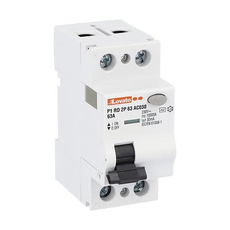 Lovato P1RD Series Molded Case Circuit Breaker, 63A, 2-Pole, 30 mA, Type A 230V ac