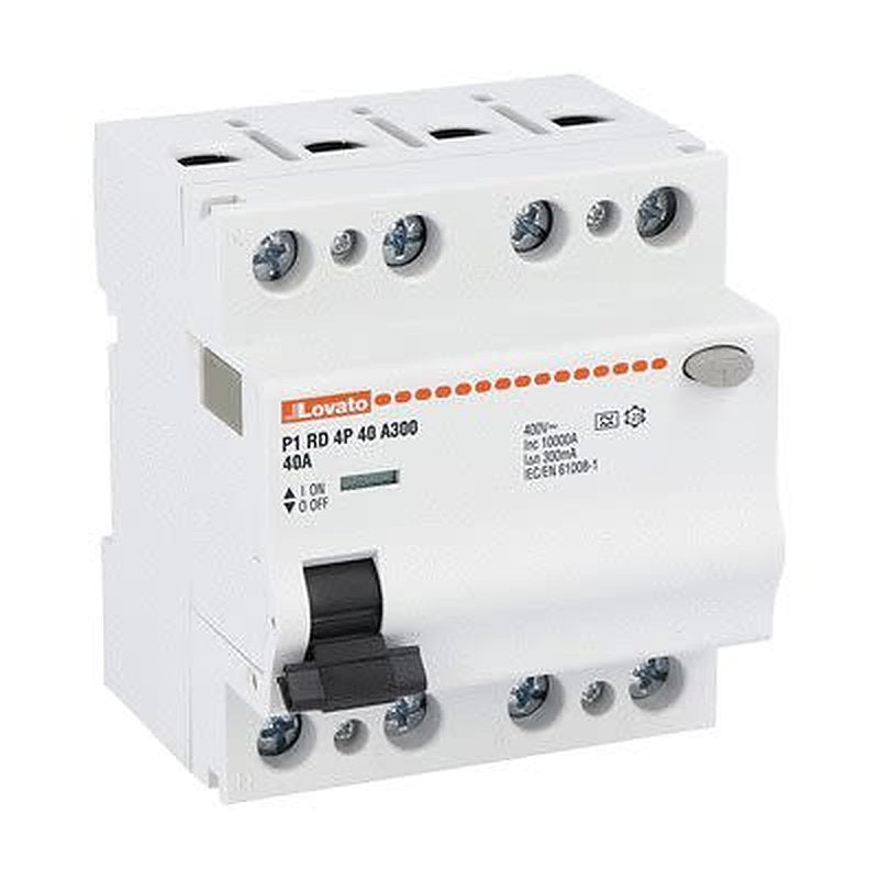 Lovato P1RD Series Molded Case Circuit Breaker, 40A, 4-Pole, 300 mA, Type A 400V ac