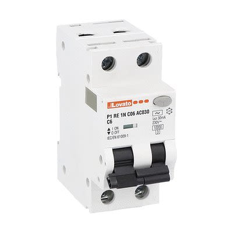 Lovato Residual Current Circuit Breaker with Overload Protection, 6A Current Rating, 1-Pole, 30 mA Trip Sensitivity,