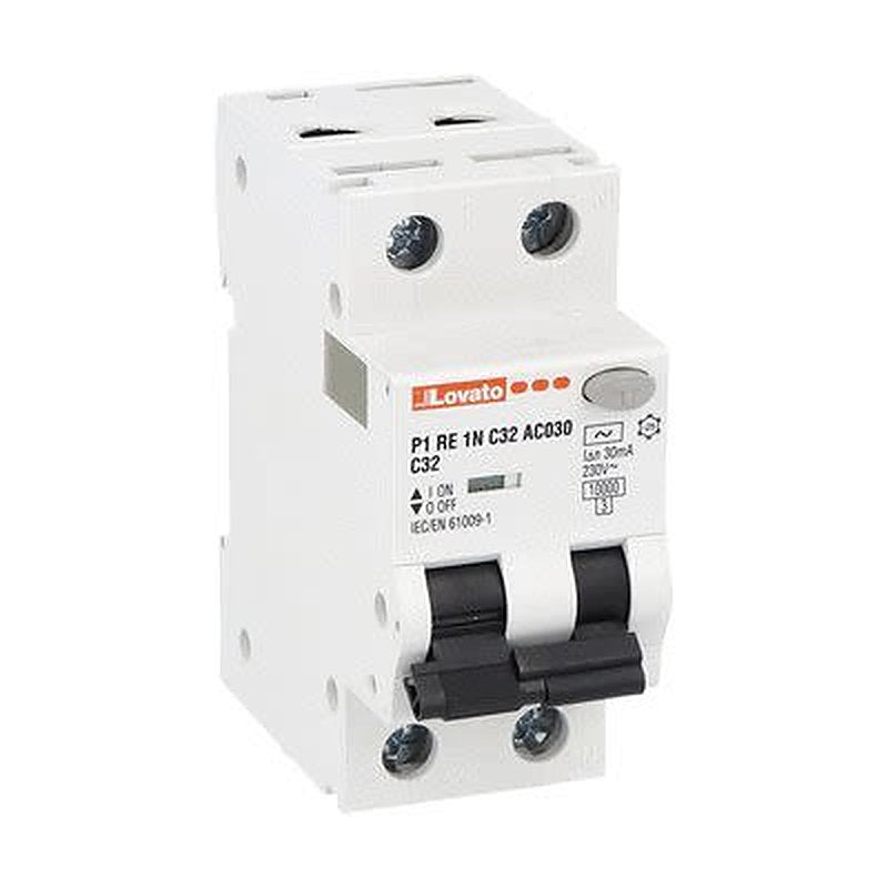 Lovato Residual Current Circuit Breaker with Overload Protection, 32A Current Rating, 1-Pole, 30 mA Trip Sensitivity,