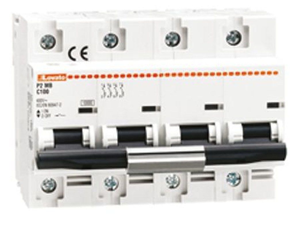 Lovato Modulo P2MB Miniature Circuit Breaker, 4-Pole, 100A, Type C, 400V ac AC, 60 V dc DC, 10 kA Breaking Capacity
