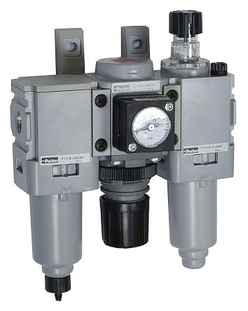 Parker 1/4 in G FRL, Pulse Drain, 5 μm Filtration Size Integrated Pressure Gauge