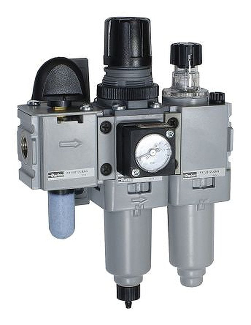 Parker 1/4 in FRL, Pulse Drain, 5 μm Filtration Size Integrated Pressure Gauge
