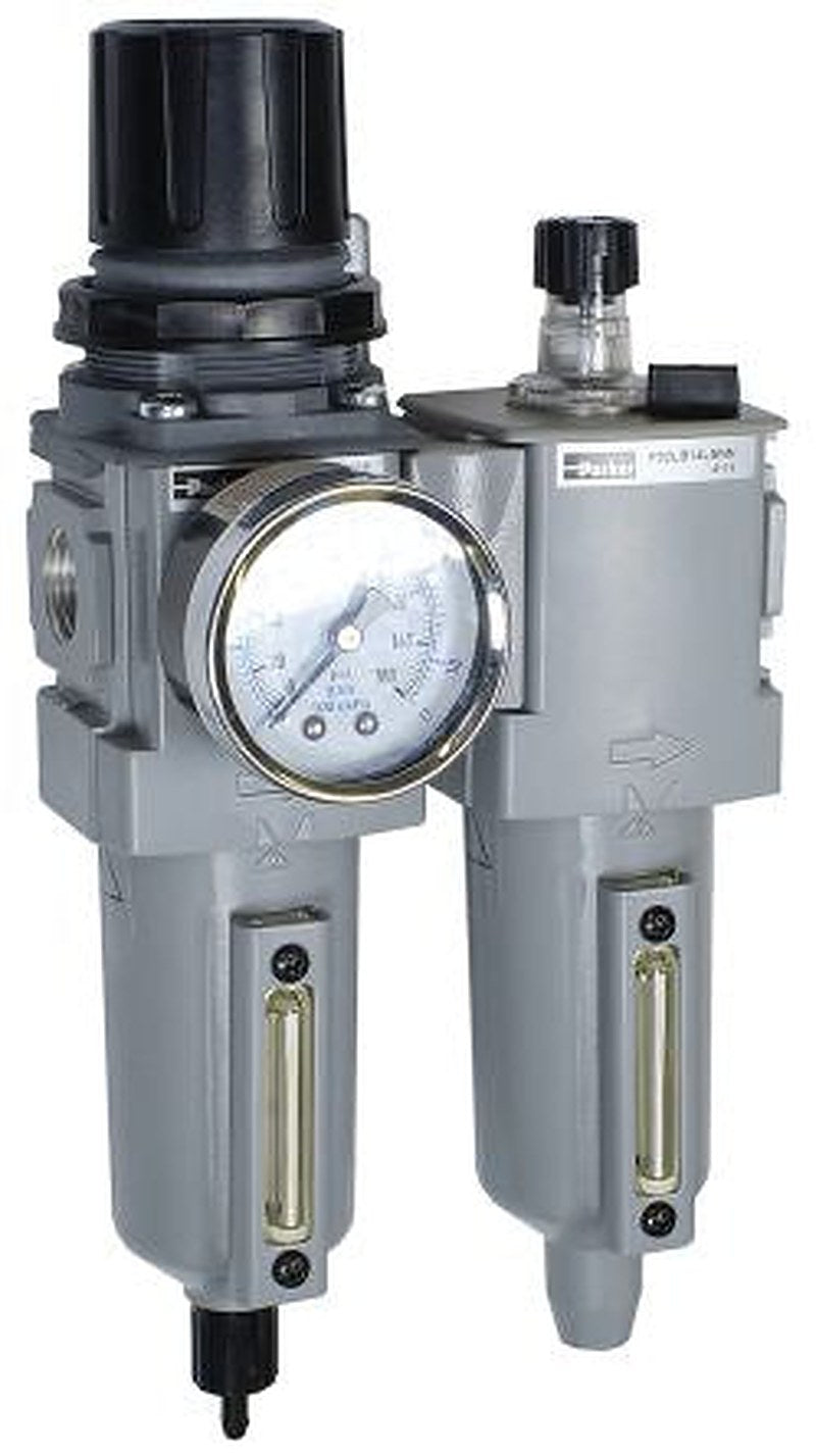 Parker G 1/2 FRL, Manual Drain, 5 μm Filtration Size Integrated Pressure Gauge