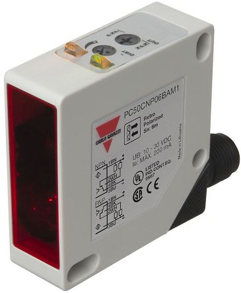 Carlo Gavazzi Diffuse Reflective Photoelectric Sensor, Rectangular Sensor