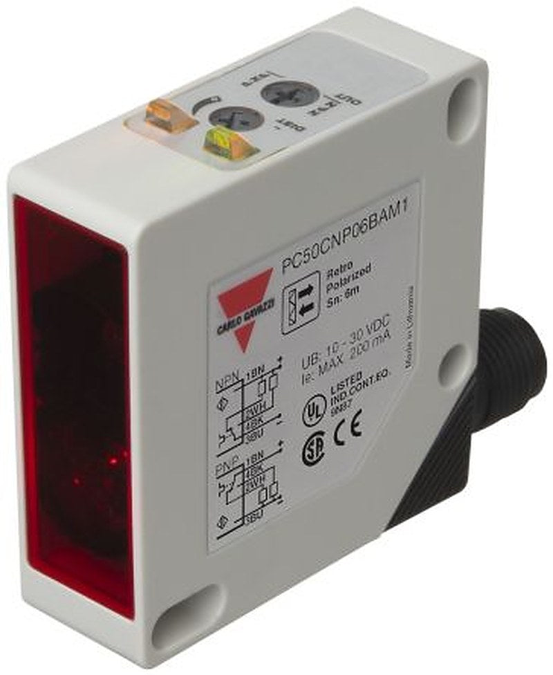 Carlo Gavazzi Polarised Retroreflective Photoelectric Sensor, Rectangular Sensor