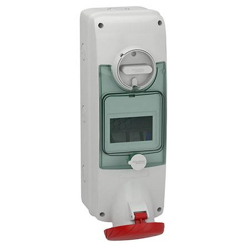 Schneider Electric, PKB63 IP65 Grey Wall Mount Mount 3P+N+PE Straight Industrial Power Connector, 63A, 415V