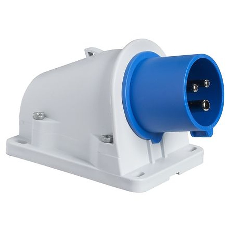 Schneider Electric, Pratika IP44 Grey Wall Mount Mount 2P+PE Angled Industrial Power Connector, 16A, 200V, 250 V