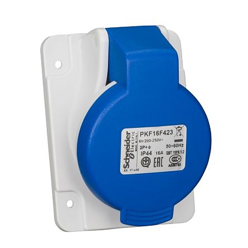 Schneider Electric, Mureva IP44 Grey Socket, Panel Mount, 2P+PE, Rated At 16A, 250V