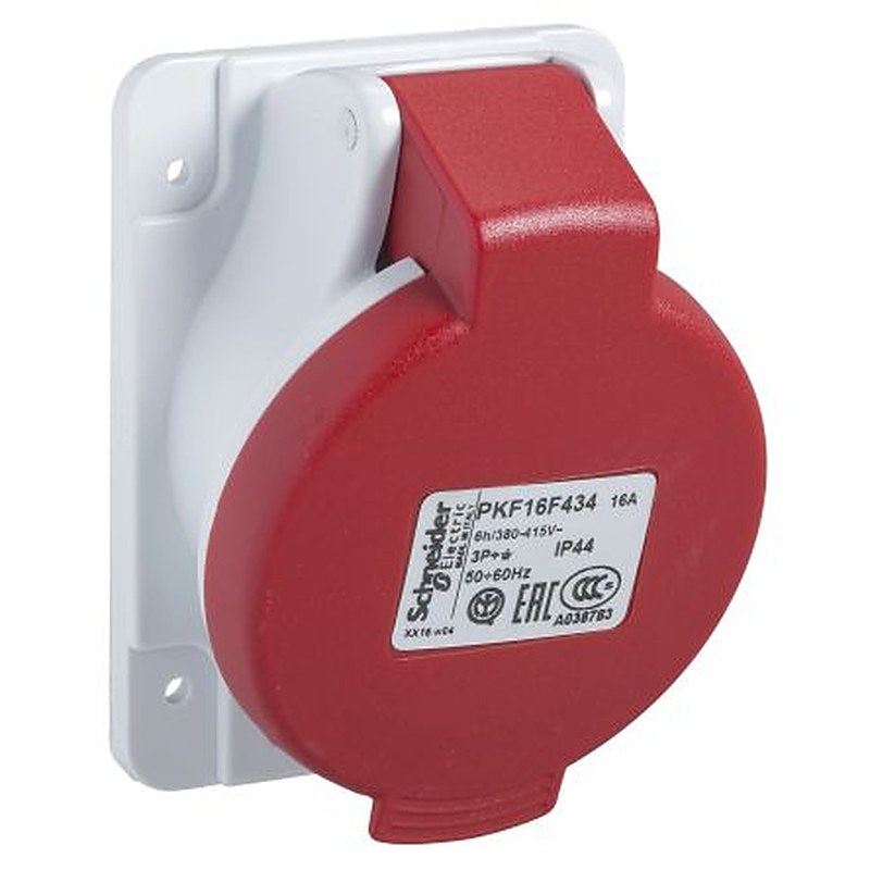 Schneider Electric, Mureva IP44 Grey Socket, Panel Mount, 3P+N+PE, Rated At 16A, 415V