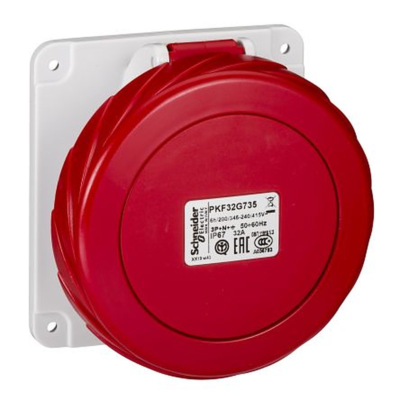 Schneider Electric, Mureva IP67 Grey Socket, Panel Mount, 3P+N+PE, Rated At 32A, 415V