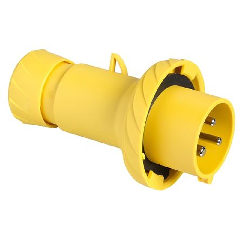 Schneider Electric, Pratika IP67 Yellow Panel Mount Mount 2P+PE Straight Industrial Power Connector, 16A, 100V, 130 V