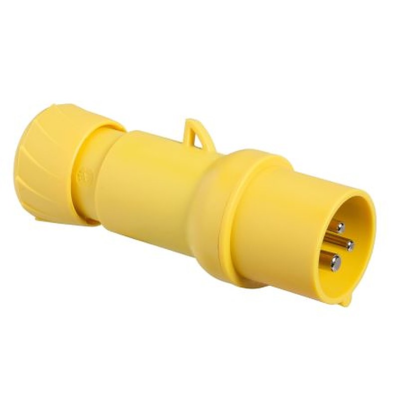 Schneider Electric, Pratika IP44 Yellow Panel Mount 2P+PE Straight Industrial Power Connector, 32A, 100V, 130 V