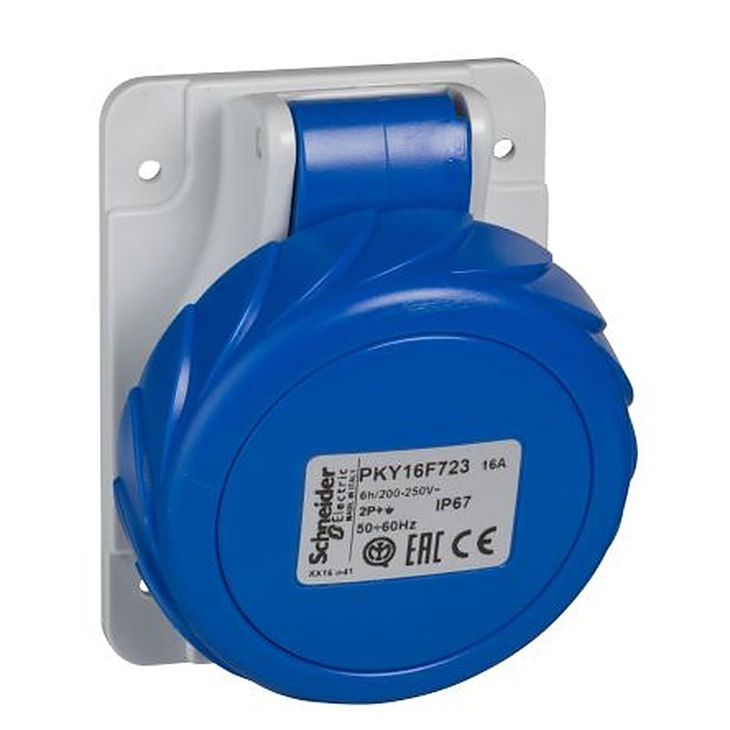 Schneider Electric, Mureva IP44 Grey Closure Plug, Panel Mount, 2P+PE, Rated At 32A, 250V