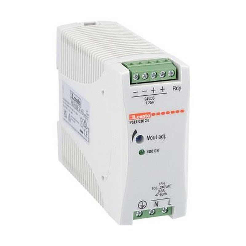 Lovato PSL Power Supply DIN Rail Power Supply 240V ac AC Input 24V dc, 1.25 A Output DC 30 W