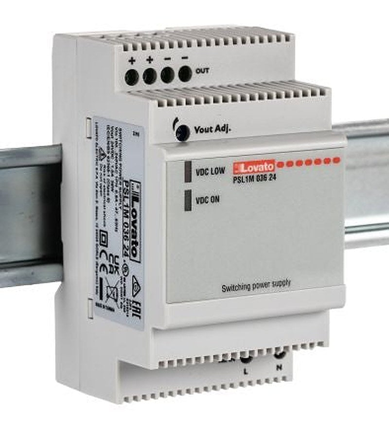Lovato PSL Switched Mode DIN Rail Power Supply 240V ac AC Input 24V dc, 1.5 A Output DC 36 W