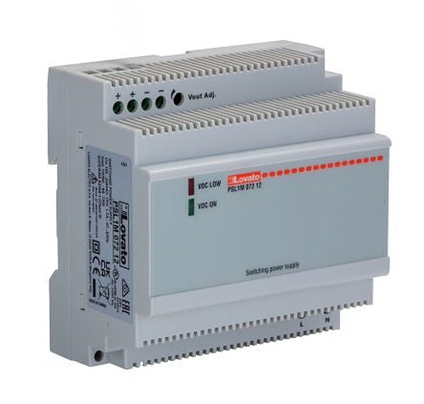 Lovato PSL Switched Mode Power Supply DIN Rail Power Supply 240V ac AC Input 12V dc, 6 A Output DC 72 W
