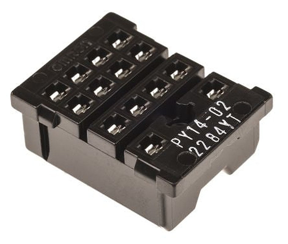 Omron PY 14 Way 250V ac PCB Relay Socket, for use with MY4IN, MY4IN-D2, MY4ZN1-D2, MY4ZIN-D2, MY4N-CR, MY4N-D2,