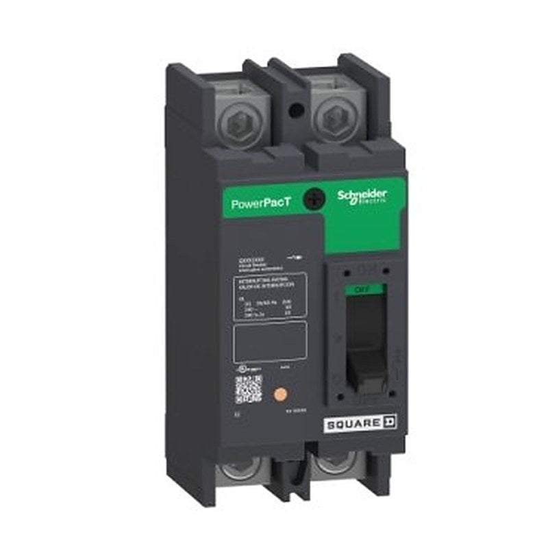 Circuit breaker, PowerPacT Q, 70A, 2 pole, 240VAC, 25kA, lugs, thermal magnetic, 80%, bottom of panel (Circuit breaker PowerPacT Q) is a Schneider Electric product. Designed for reliable performance and long service life. Available across Iraq — contact us for pricing and delivery options.