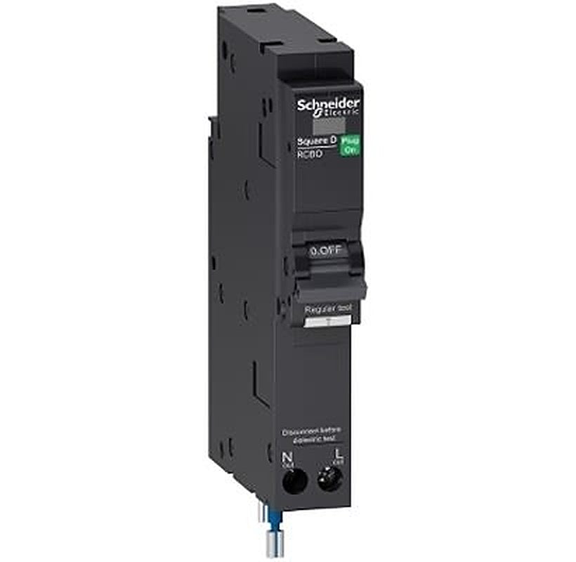 Schneider Electric QO110C10RCB Series Residual Current Circuit Breaker, 10A, 1-Pole, 30 mA, Type C, 10000 A 230V ac, 240