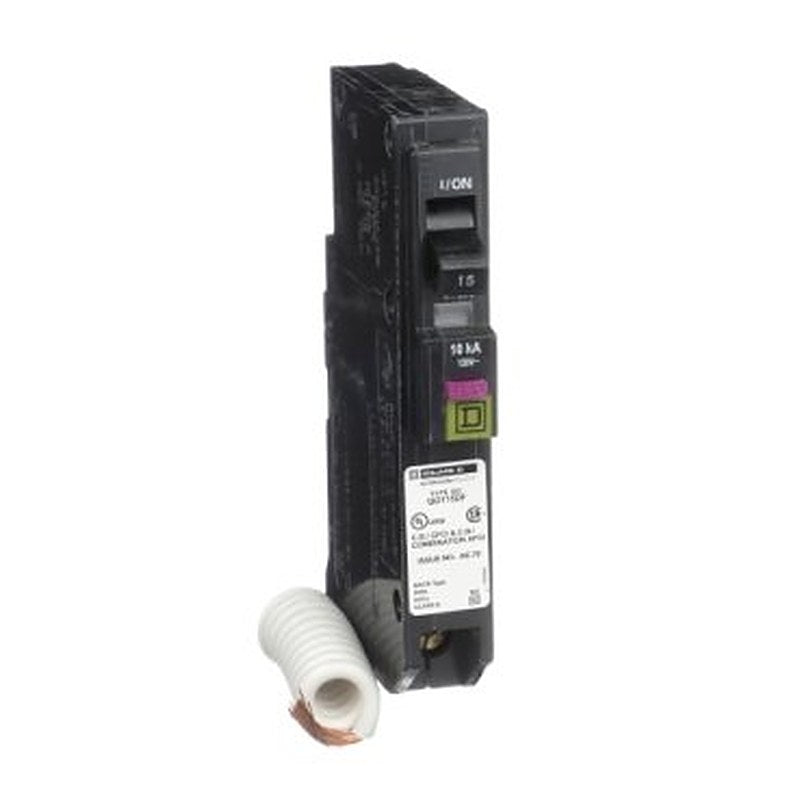 Mini circuit breaker, QO, 15A, 1 pole, 120VAC, 10kA, plug in, dual function, pigtail, clam [TAA] (Mini circuit breaker QO) is a Schneider Electric product. Designed for reliable performance and long service life. Available across Iraq — contact us for pricing and delivery options.