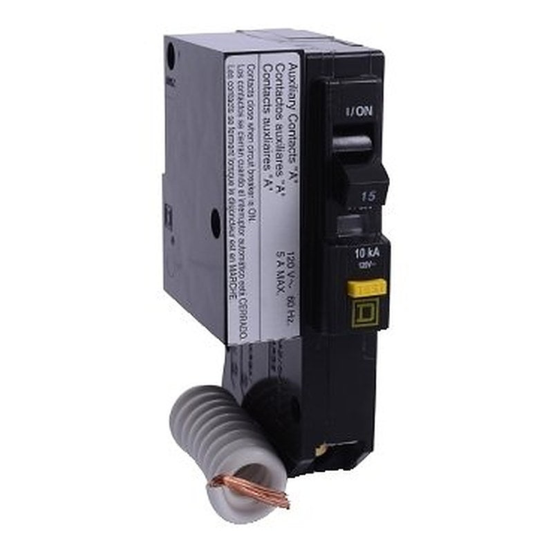 Mini circuit breaker, QO, 15A, 1 pole, 120VAC, 10kA, plug in, 6mA grd fault A, pigtail, aux switch 1B [TAA] (Mini circuit breaker QO) is a Schneider Electric product. Designed for reliable performance and long service life. Available across Iraq — contact us for pricing and delivery options.