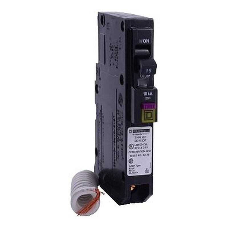 Mini circuit breaker, QO, 15A, 1 pole, 120VAC, 22kA, plug in, dual function, pigtail [TAA] (Mini circuit breaker QO) is a Schneider Electric product. Designed for reliable performance and long service life. Available across Iraq — contact us for pricing and delivery options.