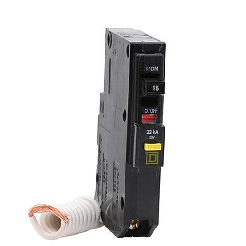 Mini circuit breaker, QO, 15A, 1 pole, 120VAC, 22kA, plug in, 6mA grd fault A, pigtail [TAA] (Mini circuit breaker QO) is a Schneider Electric product. Designed for reliable performance and long service life. Available across Iraq — contact us for pricing and delivery options.