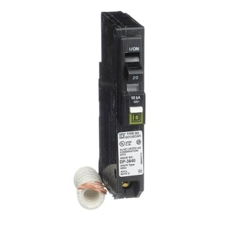 Mini circuit breaker, QO, 20A, 1 pole, 120VAC, 10kA, plug in, combo ARC fault, pigtail, clam [TAA] (Mini circuit breaker QO) is a Schneider Electric product. Designed for reliable performance and long service life. Available across Iraq — contact us for pricing and delivery options.