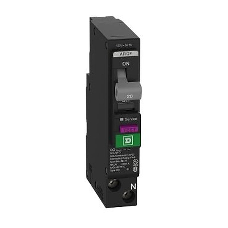 Mini circuit breaker, QO, 20A, 1 pole, 120VAC, 10kA, plug in, combo ARC fault, 6mA grd fault A, plug on neutral, clam [TAA] (Mini circuit breaker QO) is a Schneider Electric product. Designed for reliable performance and long service life. Available across Iraq — contact us for pricing and delivery options.