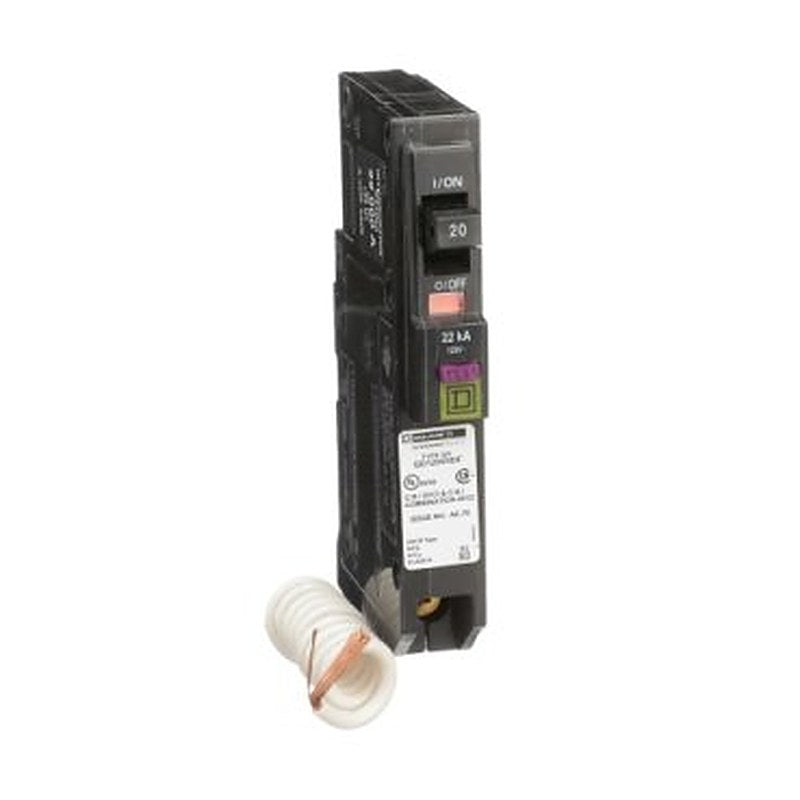 Mini circuit breaker, QO, 20A, 1 pole, 120VAC, 22kA, plug in, dual function, pigtail [TAA] (Mini circuit breaker QO) is a Schneider Electric product. Designed for reliable performance and long service life. Available across Iraq — contact us for pricing and delivery options.