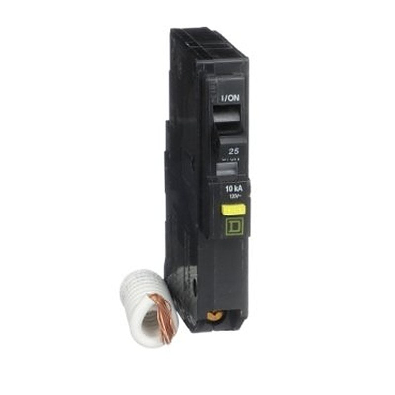 Mini circuit breaker, QO, 25A, 1 pole, 120VAC, 10kA, plug in, 6mA grd fault A, pigtail [TAA] (Mini circuit breaker QO) is a Schneider Electric product. Designed for reliable performance and long service life. Available across Iraq — contact us for pricing and delivery options.