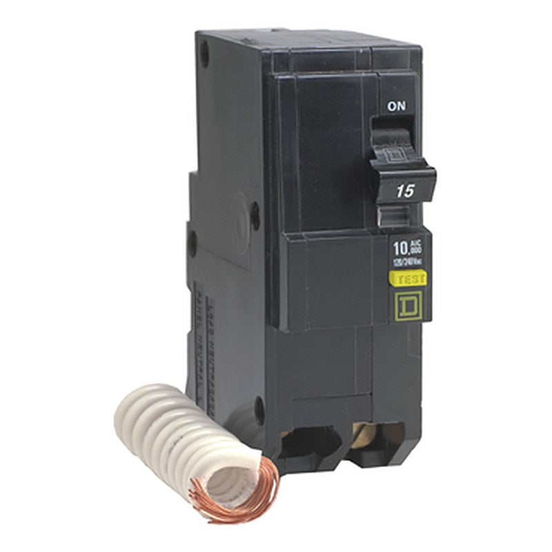Mini circuit breaker, QO, 15A, 2 pole, 120/240VAC, 10kA, plug in, 6mA grd fault A, pigtail, consumer pack [TAA] (Mini circuit breaker QO) is a Schneider Electric product. Designed for reliable performance and long service life. Available across Iraq — contact us for pricing and delivery options.