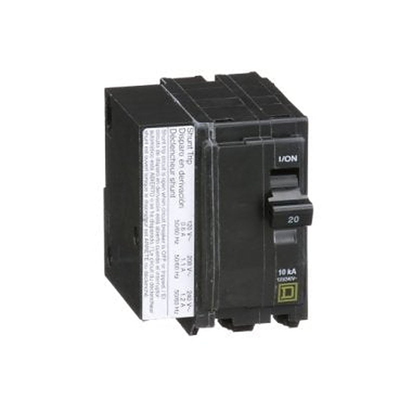 Mini circuit breaker, QO, 20A, 2 pole, 120/240VAC, 10kA, plug in, AC shunt (Mini circuit breaker QO) is a Schneider Electric product. Designed for reliable performance and long service life. Available across Iraq — contact us for pricing and delivery options.