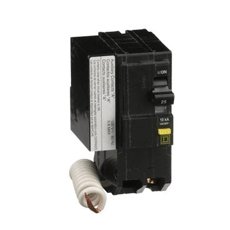 Mini circuit breaker, QO, 25A, 2 pole, 120/240VAC, 10kA, plug in, 6mA grd fault A, pigtail, aux switch 1A [TAA] (Mini circuit breaker QO) is a Schneider Electric product. Designed for reliable performance and long service life. Available across Iraq — contact us for pricing and delivery options.
