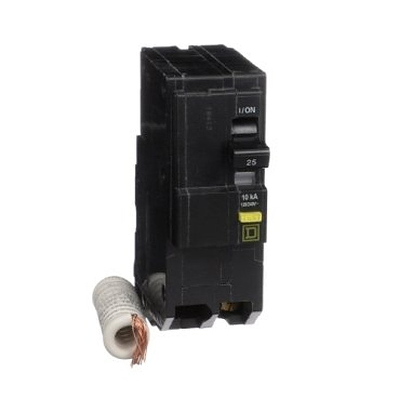 Mini circuit breaker, QO, 25A, 2 pole, 120/240VAC, 10kA, plug in, 6mA grd fault A, pigtail, clam (Mini circuit breaker QO) is a Schneider Electric product. Designed for reliable performance and long service life. Available across Iraq — contact us for pricing and delivery options.
