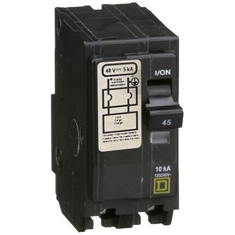 Mini circuit breaker, QO, 45A, 2 pole, 120/240VAC, 10kA, plug in, 48VDC rating (Mini circuit breaker QO) is a Schneider Electric product. Designed for reliable performance and long service life. Available across Iraq — contact us for pricing and delivery options.