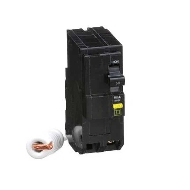 Mini circuit breaker, QO, 50A, 2 pole, 120/240VAC, 10kA, plug in, 6mA grd fault A, pigtail [TAA] (Mini circuit breaker QO) is a Schneider Electric product. Designed for reliable performance and long service life. Available across Iraq — contact us for pricing and delivery options.