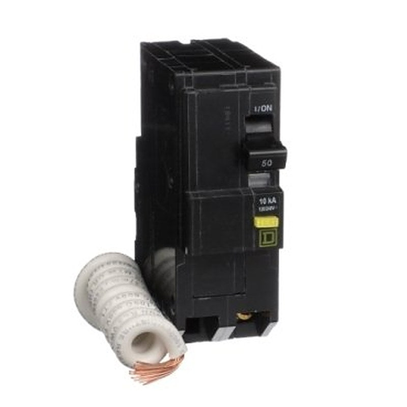 Mini circuit breaker, QO, 50A, 2 pole, 120/240VAC, 10kA, plug in, 6mA grd fault A, pigtail, consumer pack [TAA] (Mini circuit breaker QO) is a Schneider Electric product. Designed for reliable performance and long service life. Available across Iraq — contact us for pricing and delivery options.