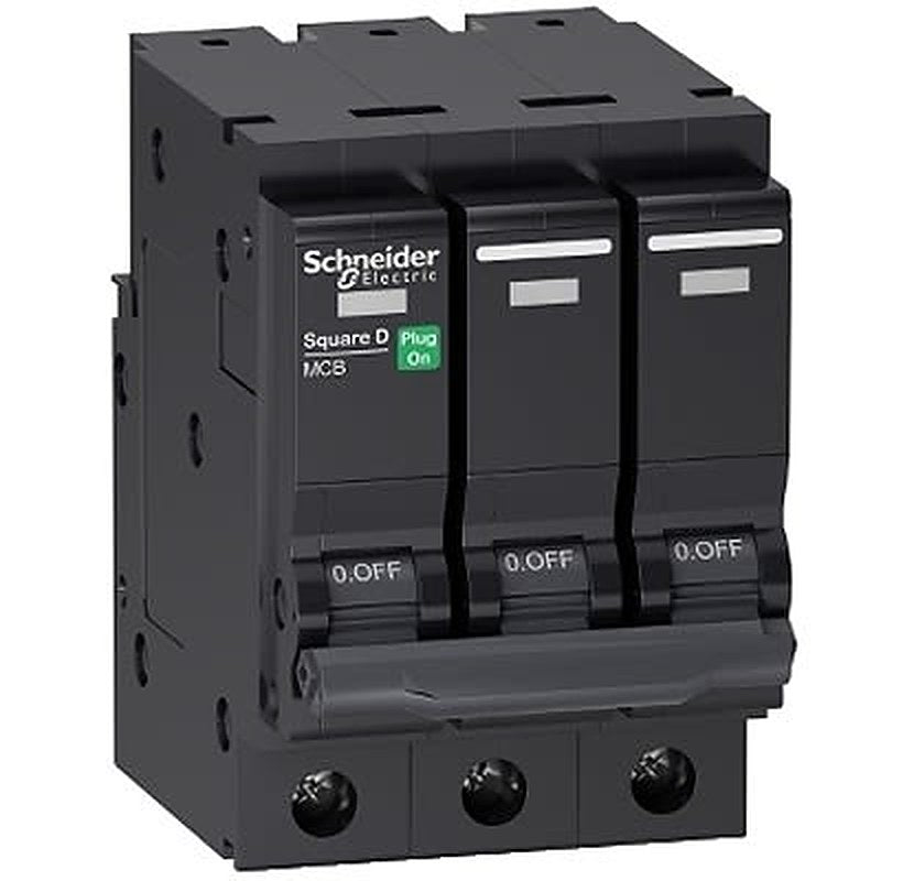 Schneider Electric Square D QO332VS Miniature Circuit Breaker, 3-Pole, 10kA, C Curve, 500V ac AC, 10 kA Breaking