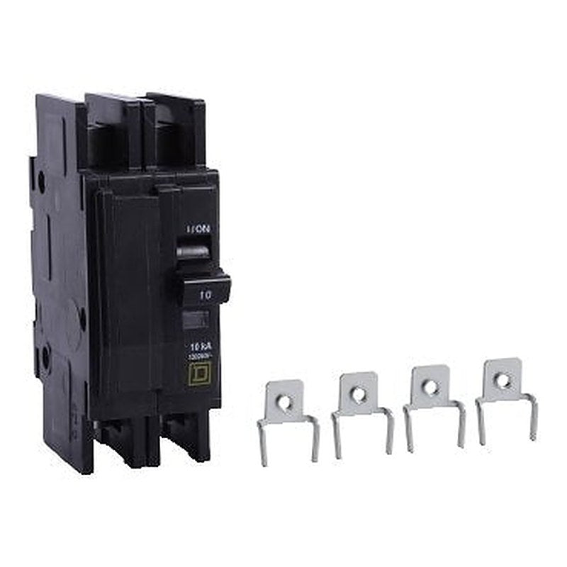 Mini circuit breaker, QOU, 10A, 2 pole, 120/240 VAC, 10kA, field reversible lugs, mounting foot (Mini circuit breaker QOU) is a Schneider Electric product. Designed for reliable performance and long service life. Available across Iraq — contact us for pricing and delivery options.
