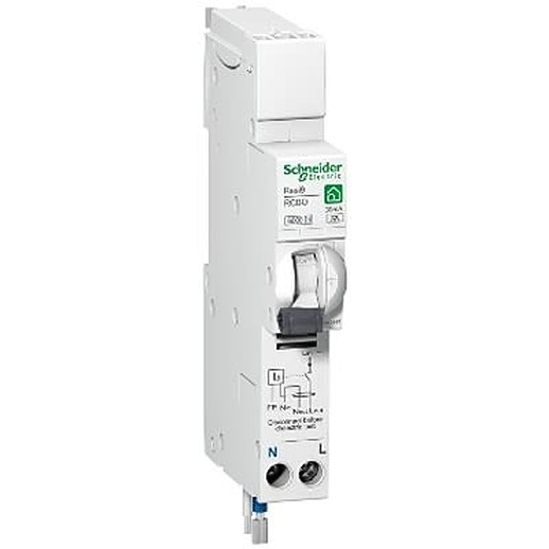 Schneider Electric Residual Current Circuit Breaker with Overload Protection, 6A Current Rating, 1-Pole, 30 mA Trip