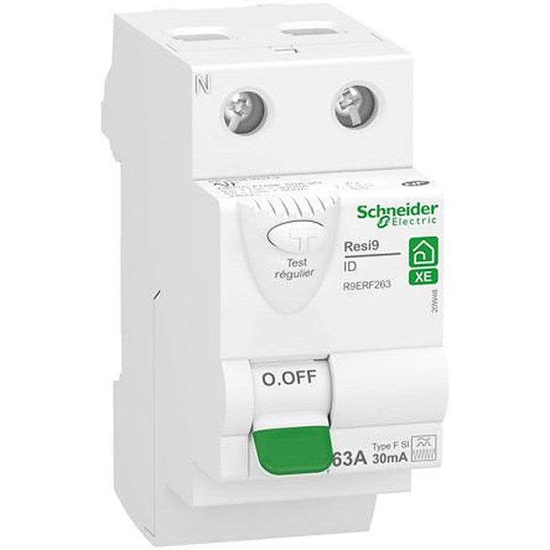 Schneider Electric R9 Series Residual Current Circuit Breaker, 63A, 2-Pole, 30 mA, 500 A 400V ac