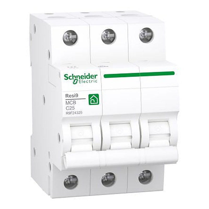 Schneider Electric Resi9 Resi9 Miniature Circuit Breaker, 3-Pole, 25A, Type C, 400V ac AC, 6 kA Breaking Capacity