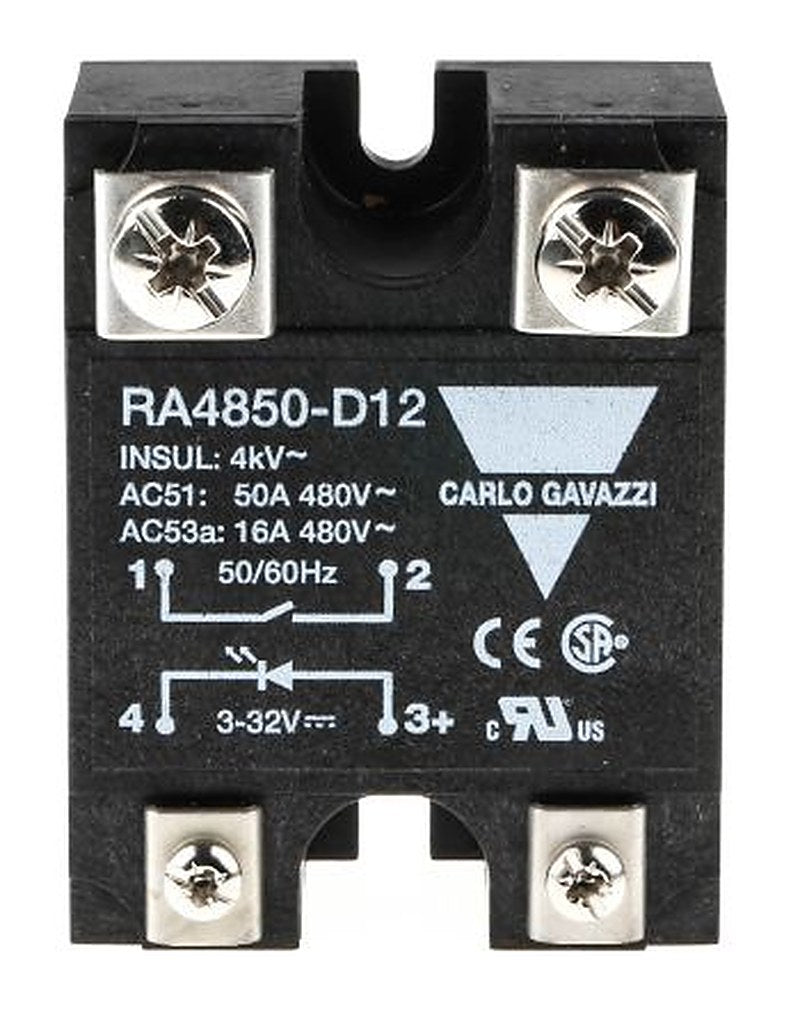 Carlo Gavazzi Solid State Relay, 50 A Load, Panel Mount, 530 V ac Load, 32V Control