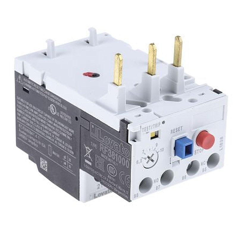 Lovato, RF38 Thermal Overload Relay NO/NC, 10A, 6.3 A F.L.C, 10A Contact Rating 3