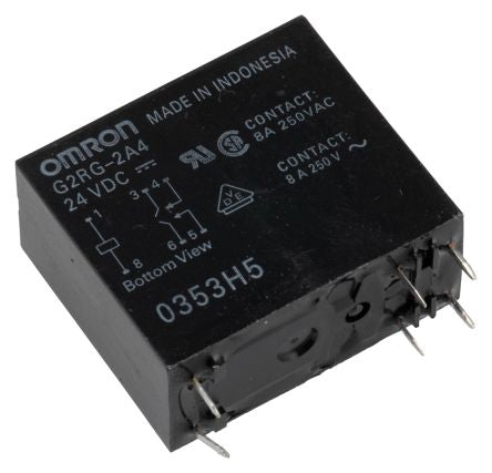 Omron PCB Power Relay, 24V dc Coil, 8A Switching Current, DPST